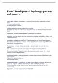 Exam 2 Developmental Psychology questions and answer