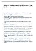 Exam 2 Developmental Psychology questions and answers