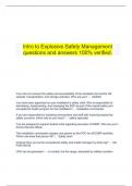 Intro to Explosive Safety Management questions and answers 100&percnt; verified