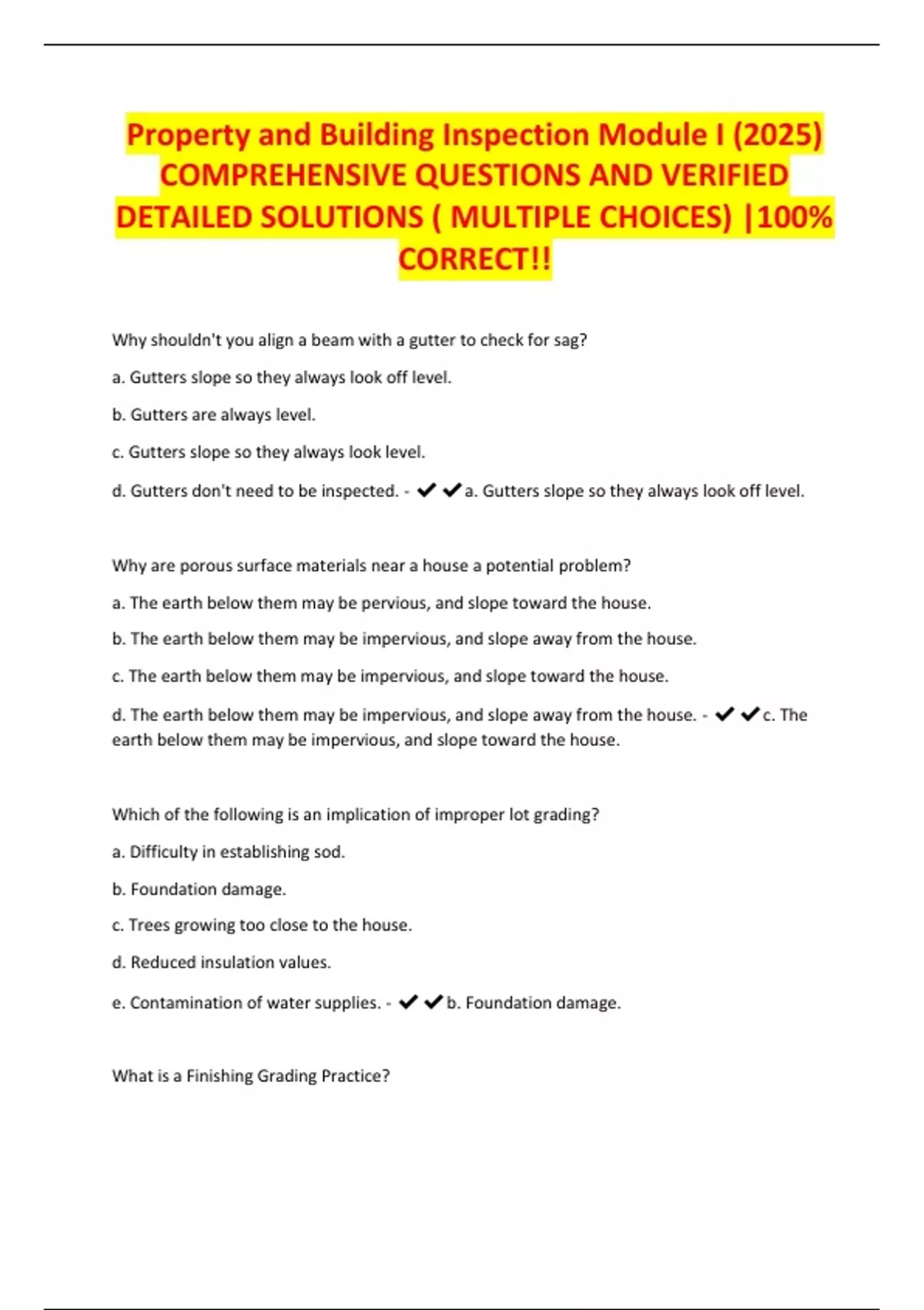 Property and Building Inspection Module I (2025) COMPREHENSIVE ...