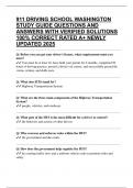 911 DRIVING SCHOOL WASHINGTON STUDY GUIDE QUESTIONS AND ANSWERS WITH VERIFIED SOLUTIONS 100&percnt; CORRECT RATED A&plus; NEWLY UPDATED 2025