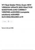 WV Real Estate FINAL Exam NEW VERSION UPDATE 2025 PRACTICE QUESTIONS AND CORRECT VERIFIED ANSWERS &lpar;complete solutions&rpar; ASSURED SUCCESS&sol;GRADED A&plus;&excl;&excl;&excl;