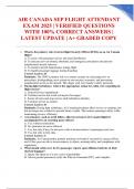 AIR CANADA SEP FLIGHT ATTENDANT EXAM 2025 &vert; VERIFIED QUESTIONS WITH 100&percnt; CORRECT ANSWERS &vert; LATEST UPDATE &vert; A&plus; GRADED COPY