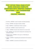 POST OFFICE FINAL EXAM STUDY  GUIDE 2025&sol;2026 COMPLETE  QUESTIONS WITH VERIFIED CORRECT  SOLUTIONS &vert;&vert; 100&percnt; GUARANTEED  PASS   <RECENT VERSION> 