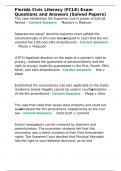 Florida Civic Literacy &lpar;FCLE&rpar; Exam Questions and Answers &lpar;Solved Papers&rpar;&period;