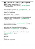 Florida Civic Literacy Exam Questions and Answers &lpar;Most Recent Version&comma; Complete Study Material&rpar;  