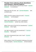 Florida Civics Literacy Exam Questions and Answers &lpar;Solved Papers&rpar;&period;