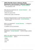 2024 Florida Civics Literacy Exam Questions and Answers &lpar;Solved Papers&rpar;&period;