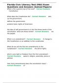 Florida Civic Literacy Test &lpar;FAU&rpar; Exam Questions and Answers &lpar;Solved Papers&rpar;&period;