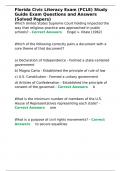 Florida Civic Literacy Exam &lpar;FCLE&rpar; Study Guide Exam Questions and Answers &lpar;Solved Papers&rpar;&period;