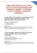 FIRE OFFICER III EXAM 1 2025 &vert; ACTUAL EXAM QUESTIONS AND VERIFIED CORRECT ANSWERS &vert; LATEST VERSION &vert; ALREADY GRADED A&plus;