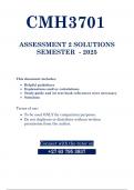 CMH3701 Assignment 2 &lpar;QUESTIONS & ANSWERS&rpar; 2025  - DUE 16 SEPTEMBER 2025