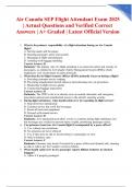 Air Canada SEP Flight Attendant Exam 2025 &vert; Actual Questions and Verified Correct Answers &vert; A&plus; Graded &vert; Latest Official Version