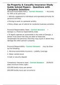 Ga Property & Casualty Insurance Study Guide Solved Papers - Questions with Complete Solutions