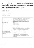 Neurological disorders NCLEX COMPREHENSIVE QUESTIONS WITH MULTIPLE CHOICES &vert;VERIFIED & REVISED ANSWERS &lpar;NEW&rpar; 2025
