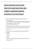 IDAHO PESTICIDE APPLICATOR  PRACTICE EXAM QUESTIONS AND  CORRECT ANSWERS &lpar;VERIFIED  ANSWERS&rpar; PLUS RATIONALES 