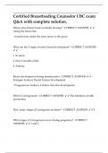 Certified Breastfeeding Counselor &lpar;CBC&rpar; exam questions and answers with complete solution&period;