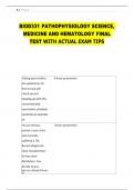 BIOD331 PATHOPHYSIOLOGY SCIENCE&comma;  MEDICINE AND HEMATOLOGY FINAL  TEST WITH ACTUAL EXAM TIPS