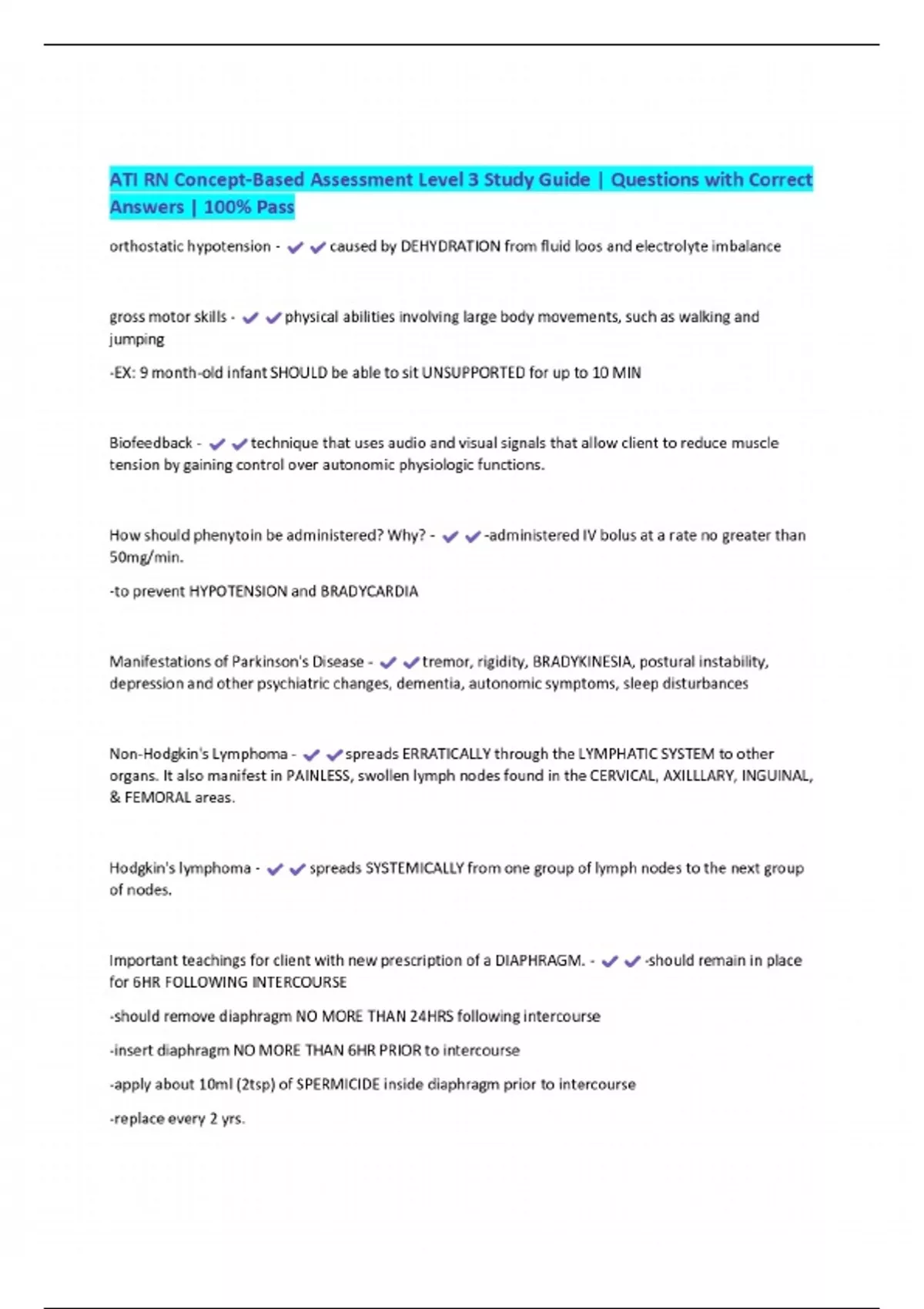 ATI RN Concept-Based Assessment Level 3 Study Guide | Questions with ...