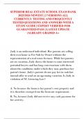 SUPERIOR REAL ESTATE SCHOOL EXAM BANK  2025&sol;2026 NEWEST &vert; 2 VERSIONS ALL  CURRENTLY TESTING AND FREQUENTLY  TESTED QUESTIONS AND ANSWERS WITH A  STUDY GUIDE &vert; EXPERT VERIFIED FOR  GUARANTEED PASS &vert; LATEST UPDATE  &sol;ALREADY GRADED A&plus;