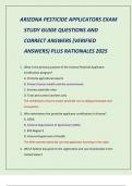 ARIZONA PESTICIDE APPLICATORS EXAM  STUDY GUIDE QUESTIONS AND  CORRECT ANSWERS &lpar;VERIFIED  ANSWERS&rpar; PLUS RATIONALES 2025