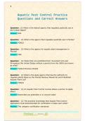 Aquatic Pest Control Practice  Questions and Correct Answers