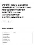 SPC1017 Midterm exam 2025 UPDATE&sol;PRACTICE QUESTIONS AND CORRECT VERIFIED ANSWERS&lpar;complete solutions&rpar;ASSURED SUCCESS&sol;GRADED A&plus;&excl;&excl;&excl;