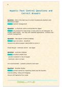 Aquatic Pest Control Questions and  Correct Answers 