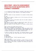 HESI PREP - HEALTH ASSESSMENT PRACTICE EXAM QUESTIONS WITH CORRECT ANSWERS