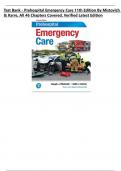 Test Bank - Prehospital Emergency Care 11th Edition by Mistovich & Karre&comma; All 46 Chapters Covered&comma; Verified Latest Edition