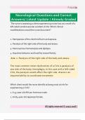 Neurological Questions and Correct  Answers&sol; Latest Update &sol; Already Graded
