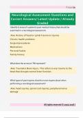 Neurological Assessment Questions and  Correct Answers&sol; Latest Update &sol; Already  Graded 