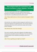 Neurological NCLEX Questions and  Correct Answers&sol; Latest Update &sol; Already  Graded 