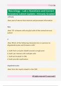 Neurology - Lab 1 Questions and Correct  Answers&sol; Latest Update &sol; Already Graded 