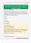 Neurology Practice Questions Questions  and Correct Answers&sol; Latest Update &sol;  Already Graded