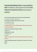 Texas Pesticide Applicators Exam&comma; including answers in  bold and rationales in italics&comma; based on the official Texas  Department of Agriculture &lpar;TDA&rpar; pesticide applicator  guidelines