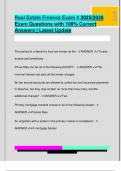  Real Estate Finance Exam 4 2025&sol;2026  Exam Questions with 100&percnt; Correct  Answers &vert; Latest Update 