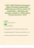 C 963 &sol; C963 Objective Assessment Exam V2 &lpar;Latest Update 2025 &sol; 2026&rpar; American Politics and the US Constitution &vert; Questions and Answers &vert; Grade A &vert; 100&percnt; Correct &lpar;Verified Answers&rpar; - WGU