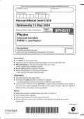 Pearson Edexcel Level 3 GCE Physics Advanced Subsidiary PAPER 1&colon; Core Physics I question paper june 2024  8ph0-01