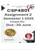 CSP4801 Assignment 2 &lpar;COMPLETE ANSWERS&rpar; Semester 1 2025 - DUE 20 June 2025
