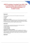 EPPP Psychology Licensing Exam 2025 &vert; 200 Actual Questions with Verified Correct Answers and Detailed Rationales &vert; A&plus; Graded Version
