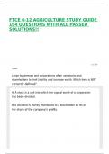 FTCE 6-12 AGRICULTURE STUDY GUIDE 104 QUESTIONS WITH ALL PASSED SOLUTIONS&excl;&excl;