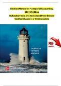 Solution Manual for Managerial Accounting&comma; 18th Edition By Ray Garrison&comma; Eric Noreen and Peter Brewer&comma; Verified Chapters 1 - 16&comma; Complete Newest Version