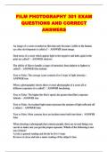 FILM PHOTOGRAPHY 301 EXAM QUESTIONS AND CORRECT ANSWERS
