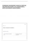 COMMON PASSENGER VEHICLE RESCUE TECHNICIAN EXAM &vert;143 QUESTIONS &vert; WITH ACCURATE SOLUTIONS&excl;&excl;