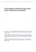 STATE BRAKE CERTIFICATION EXAM WITH COMPLETE SOLUTIONS