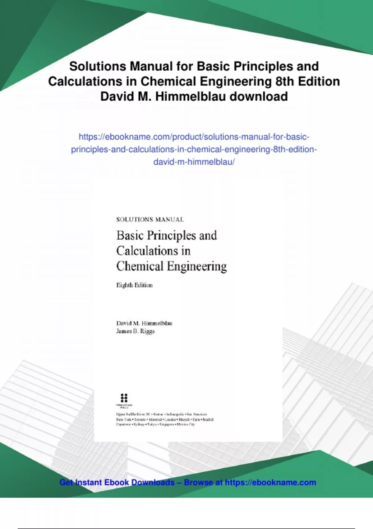 Summary Solutions Manual for Basic Principles and Calculations in ...