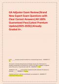  GA Adjuster Exam Review&vert;Brand New Expert Exam Questions with Clear Correct Answers&vert;All 100&percnt; Guaranteed Pass&vert;Latest Premium Update&lpar;2025-2026&rpar;&vert;Already Graded A&plus;&period;