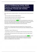 Care of Childbearing Family NACE Practice Comprehensive Questions &lpar;Frequently Tested&rpar; with Verified Answers
