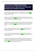 Nace care of childbearing family Comprehensive Questions &lpar;Frequently Tested&rpar; with Verified Answers